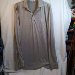 Peter Millar Light Gray Long Sleeve Polo Shirt